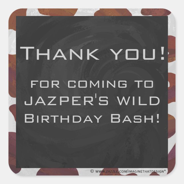 Cow Brown and White Monogram Square Sticker (Front)