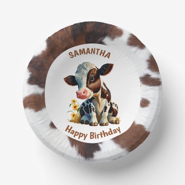 Cow Brown and White Paper Plate (Front)