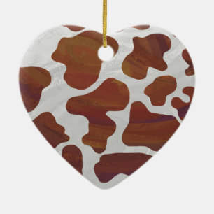 Cow Brown and White Print Ceramic Ornament
