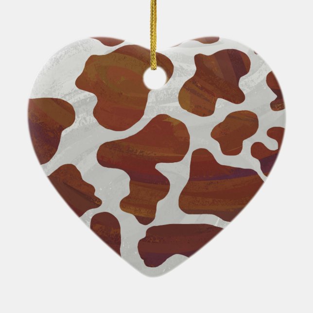 Cow Brown and White Print Ceramic Ornament (Back)