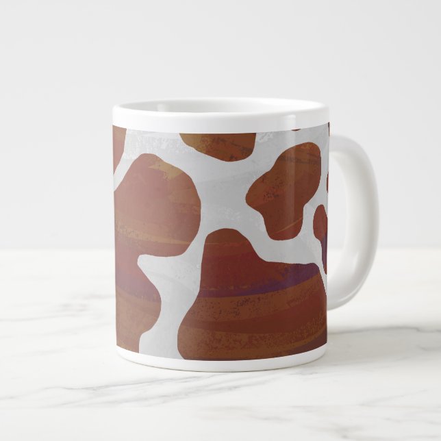 Cow Brown and White Print Large Coffee Mug (Front Right)