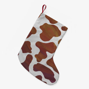 Cow Brown and White Print Small Christmas Stocking