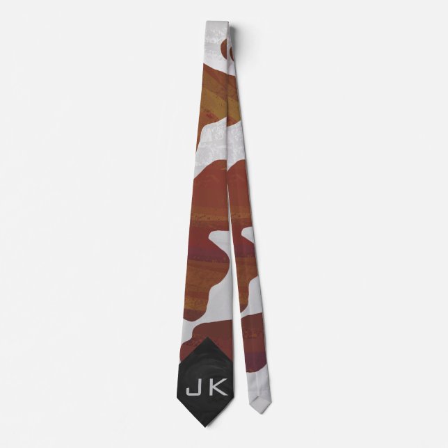 Cow Brown and White Print Tie (Front)