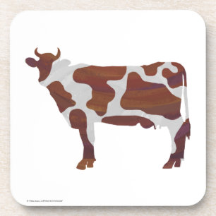 Cow Brown and White Silhouette Coaster
