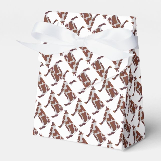 Cow Brown and White Silhouette Favor Box (Front Side)