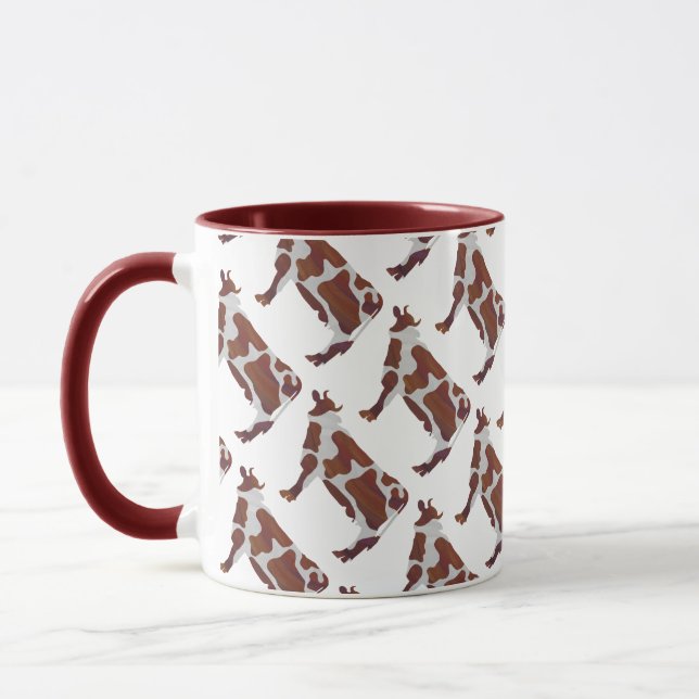 Cow Brown and White Silhouette Mug (Left)