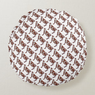 Cow Brown and White Silhouette Round Pillow