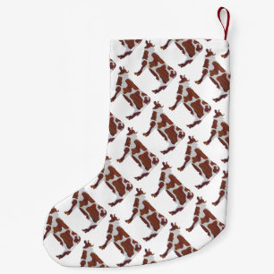 Cow Brown and White Silhouette Small Christmas Stocking