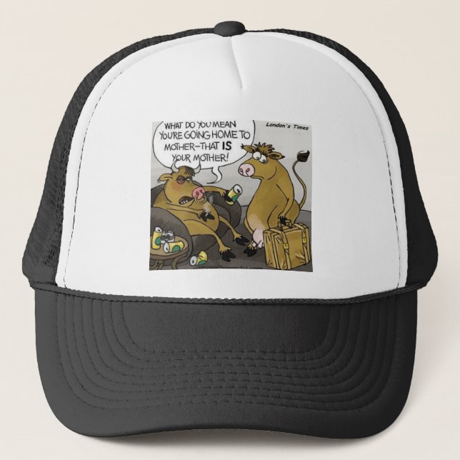 Cow Bull Divorce Funny Cartoon Gifts & Tees Trucker Hat (Front)