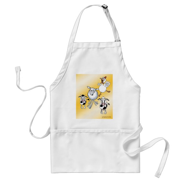 Cow, Bull, Sheep and Chicken BBQ Apron. Standard Apron (Front)