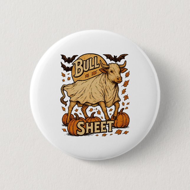 Cow Bull Sheet Halloween 2 Inch Round Button (Front)