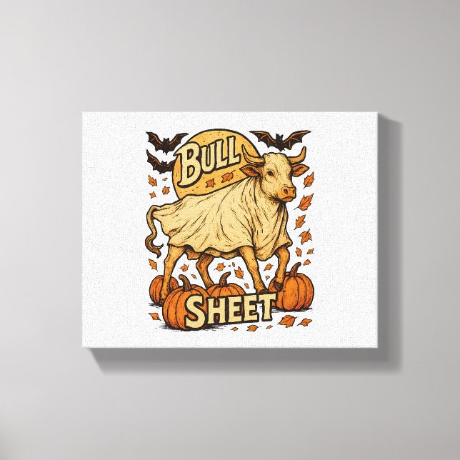 Cow Bull Sheet Halloween Canvas Print (Front)