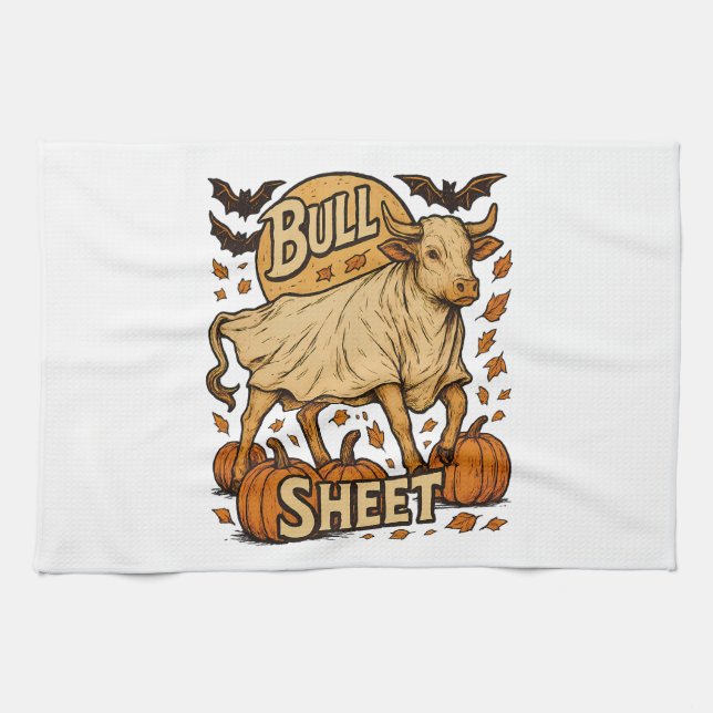 Cow Bull Sheet Halloween Kitchen Towel (Horizontal)