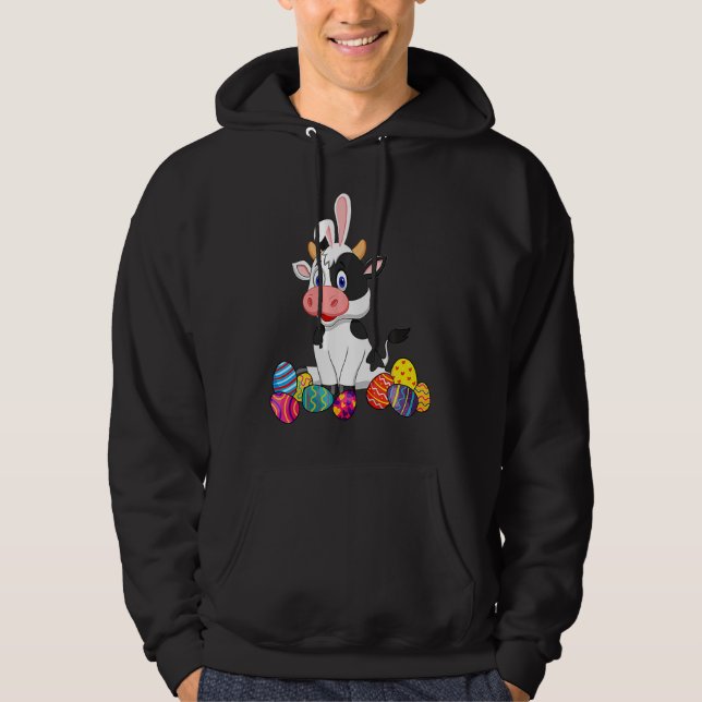 Cow Bunny Ear With Egg Easter Easter Day Classic Hoodie (Front)