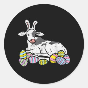 Cow Bunny Ears Eggs Funny Farming Easter 2020 Classic Round Sticker