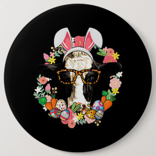 Cow Bunny Ears Happy Easter Farming Farmer 6 Inch Round Button