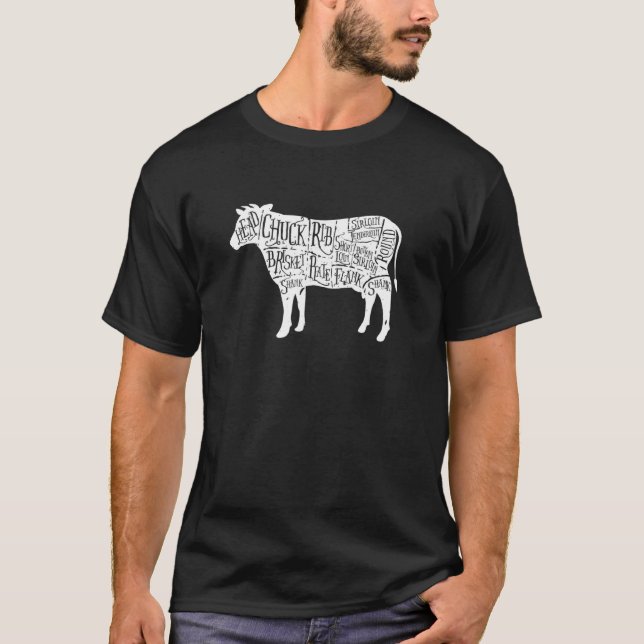 Cow Butcher Tees Beef Cuts Diagram (Front)