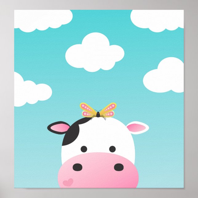 Cow & Butterfly BFFs Nursery Poster (Front)