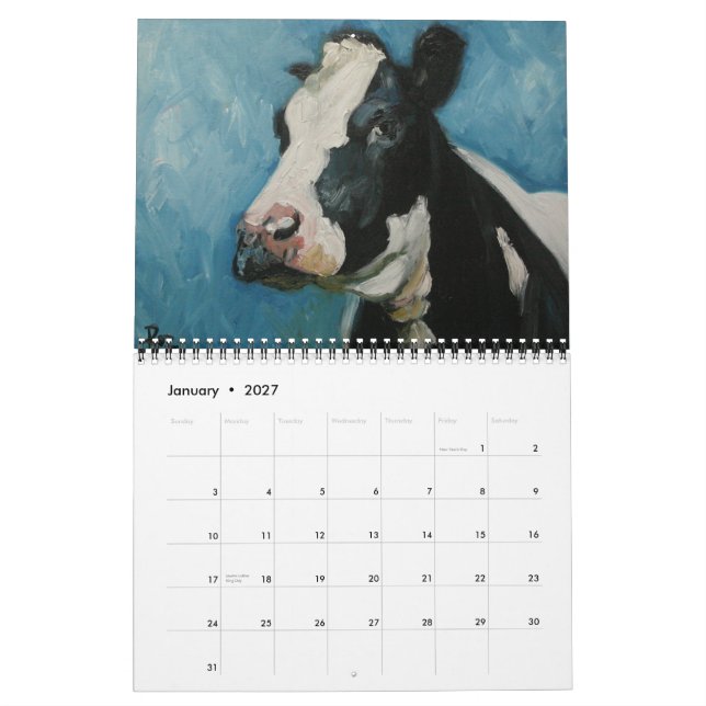 Cow Calendar (Jan 2027)