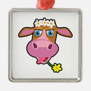 Cow cartoon metal ornament
