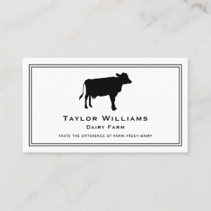 Cow Cattle Farmer Dairy Farm Animal Black White Business Card