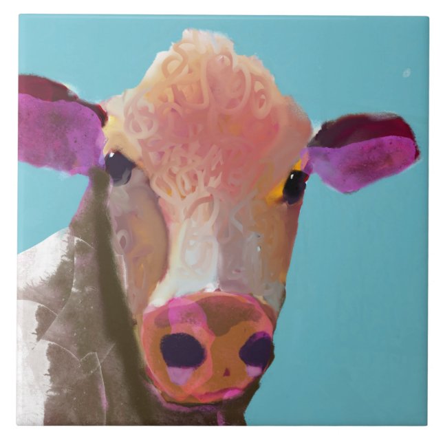 Cow Ceramic Tile (6" square) (Front)