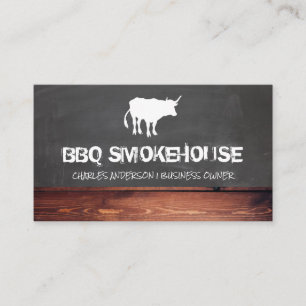 Cow Chalkboard and Wood Background Business Card