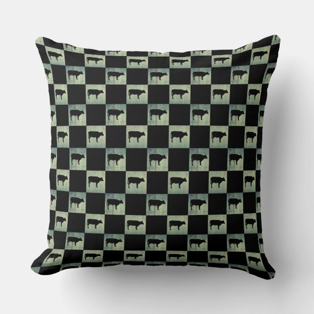 COW CHECK PATTERN THROW PILLOW (Front)