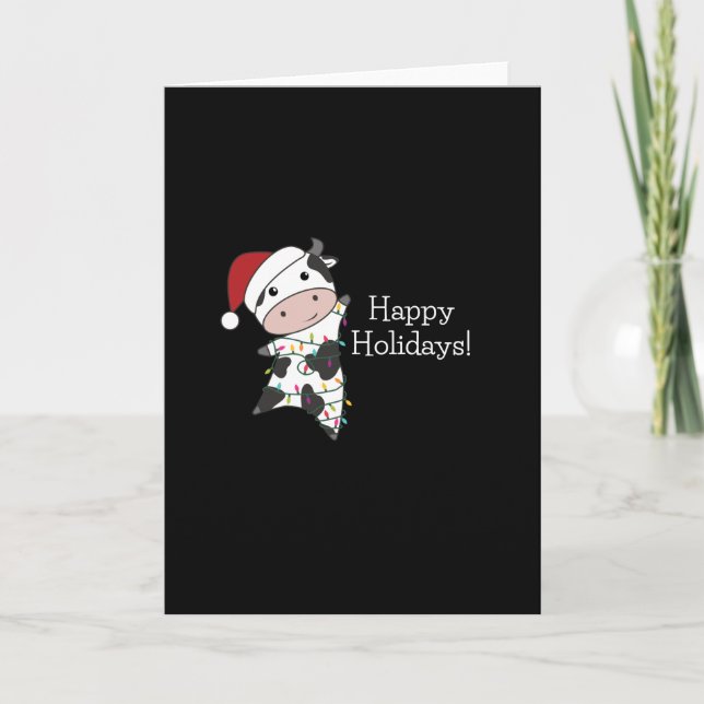 Cow Cheerful Christmas Winter Animals Cows Card (Front)