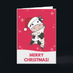 Cow Cheerful Christmas Winter Animals Cows Card<br><div class="desc">The cow at Christmas with fairy lights. Funny animals with gifts and snow for the holidays. Also funny for Christmas in July. Cows are cute animals and perfect for Christmas.</div>