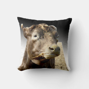 Cow Chewing Hay, Popout Art, Throw Cushion. Pillow