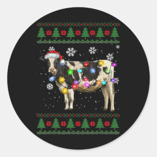Cow Christmas  Classic Round Sticker