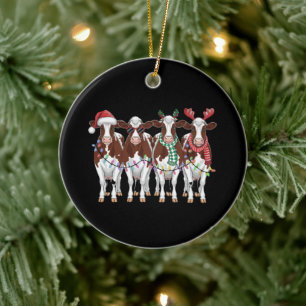 Cow Christmas Cow Lover Gift Holiday Farm Ceramic Ornament