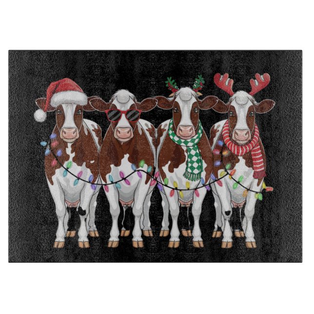 Cow Christmas Cow Lover Gift Holiday Farm  Cutting Board (Front)