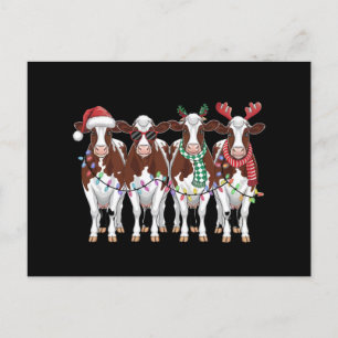 Cow Christmas Cow Lover Gift Holiday Farm  Postcard