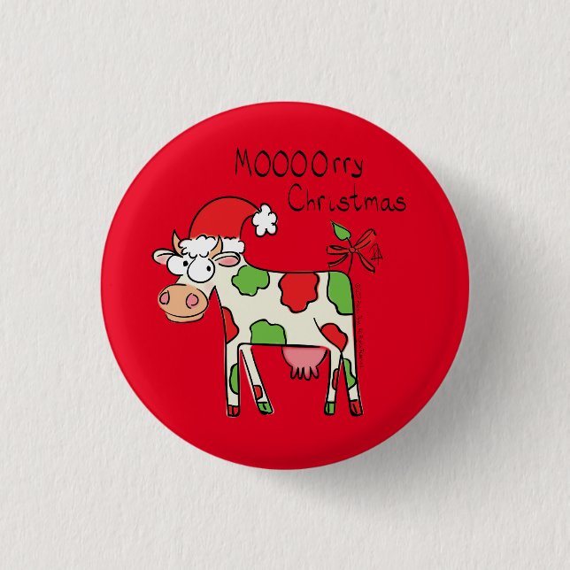 Cow Christmas Cute Kids 1 Inch Round Button (Front)