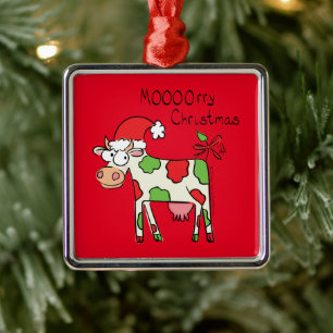 Cow Christmas Cute Kids Metal Ornament