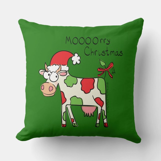 Cow Christmas Cute Kids Throw Pillow (Front)