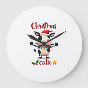 Cow Christmas Cutie Cows Christmas T-Shirt (5) Large Clock