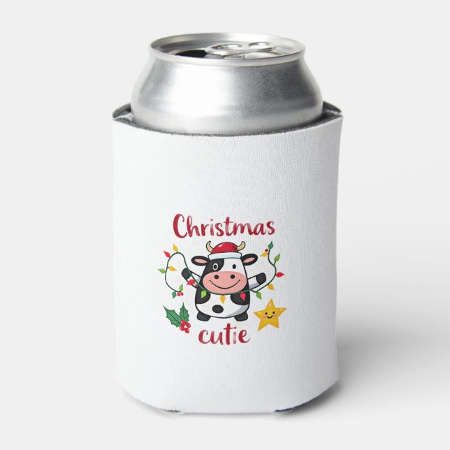 Cow Christmas Cutie Cows Christmas T-Shirt (6) Can Cooler (Can Front)