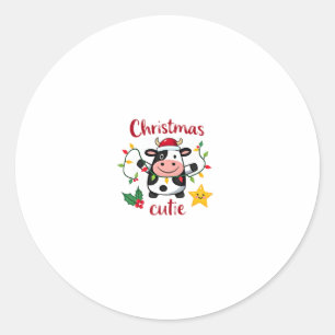Cow Christmas Cutie Cows Christmas T-Shirt (6) Classic Round Sticker