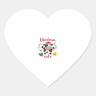 Cow Christmas Cutie Cows Christmas T-Shirt (6) Heart Sticker