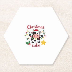 Cow Christmas Cutie Cows Christmas T-Shirt (6) Paper Coaster