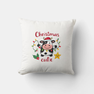 Cow Christmas Cutie Cows Christmas T-Shirt (6) Throw Pillow