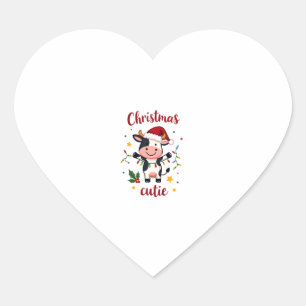 Cow Christmas Cutie Cows Christmas T-Shirt (7) Heart Sticker