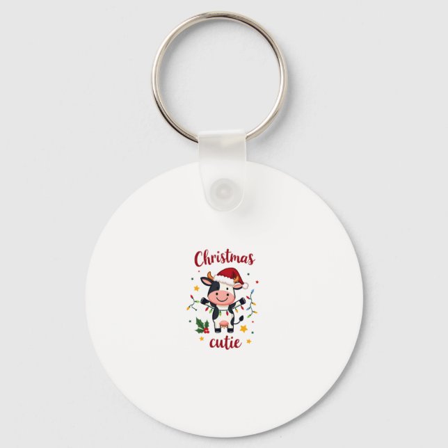 Cow Christmas Cutie Cows Christmas T-Shirt (7) Keychain (Front)