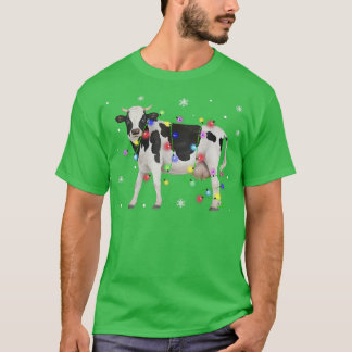 Cow Christmas Light Tree Cow Xmas Snow Lover151 T-Shirt