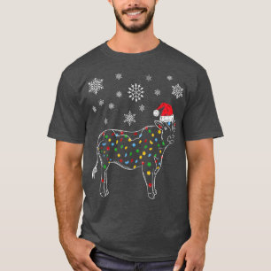 Cow Christmas Light Tree Cow Xmas Snow Lover  T-Shirt