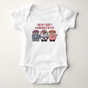 COW CHRISTMAS MERRY CHRISTMAS XMAS BABY BODYSUIT