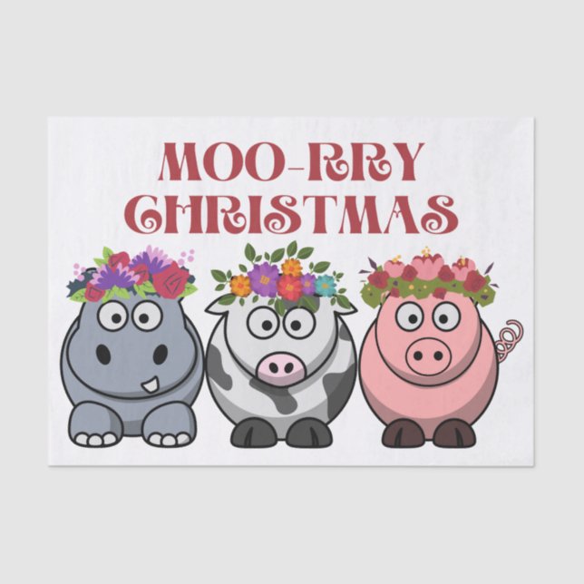 COW CHRISTMAS MERRY CHRISTMAS XMAS TISSUE PAPER (Front)